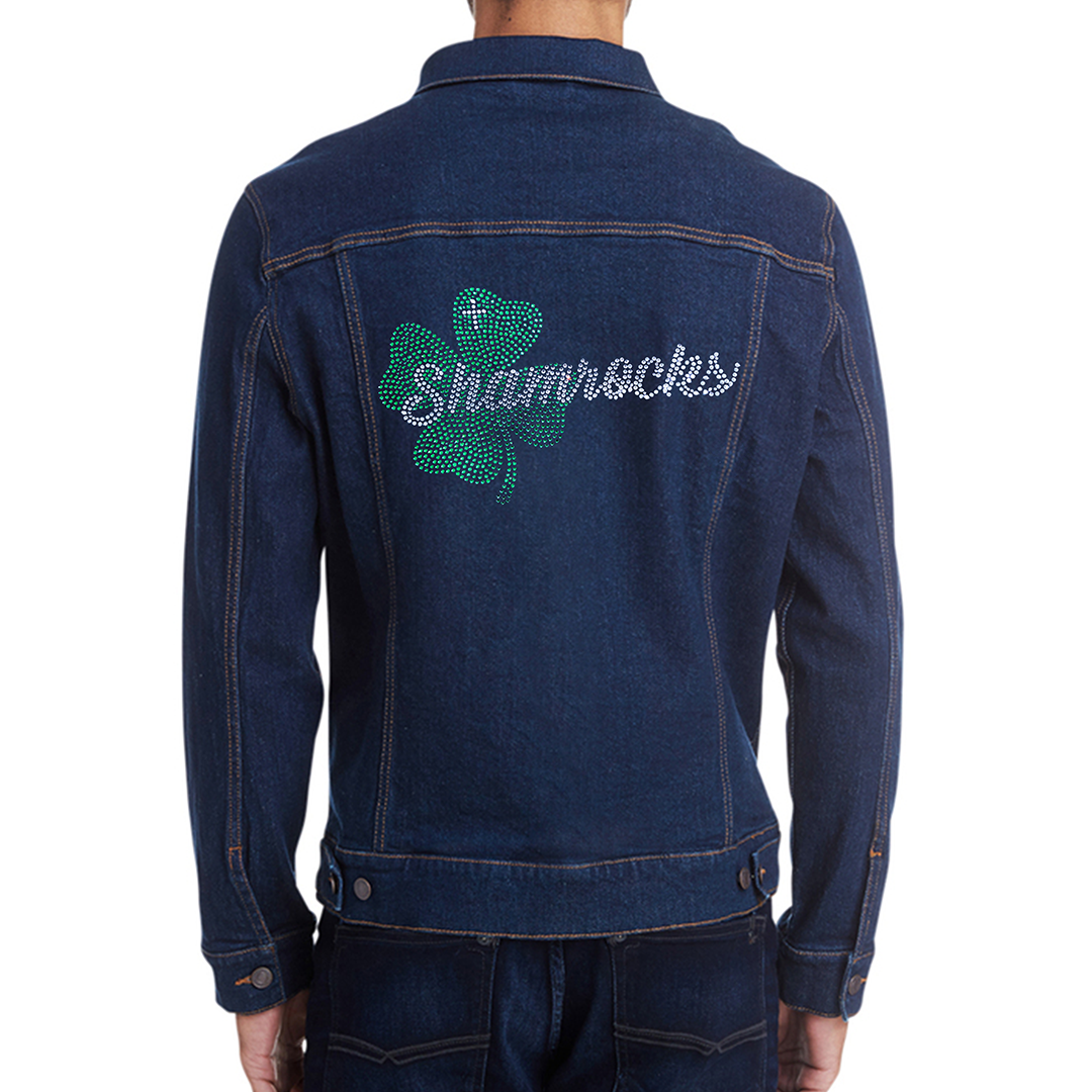 Rhinestone Shamrocks Denim Jacket