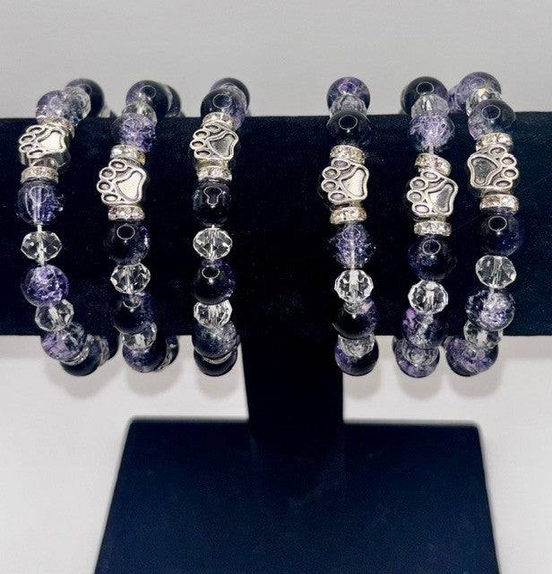 Paw Print Glass Beaded Bracelet
