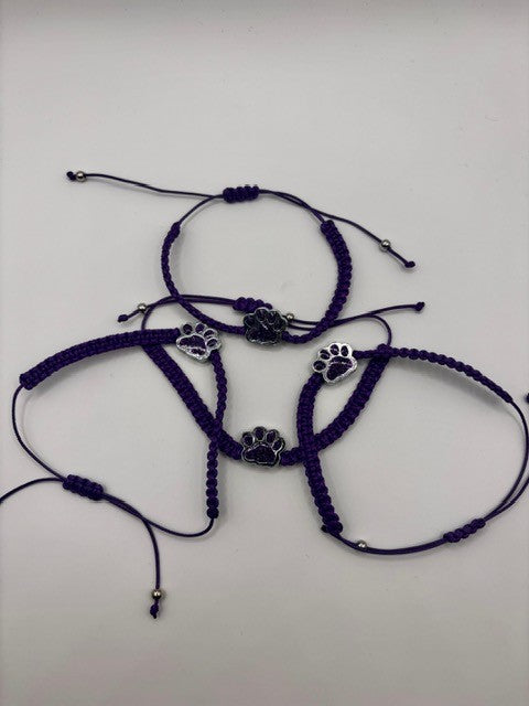 Bulldogs Glitter Paw Print Adjustable Bracelet