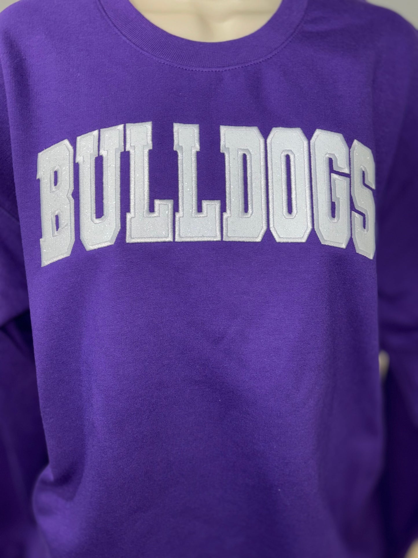 Classic Bulldogs Embroidered Glitter Crew