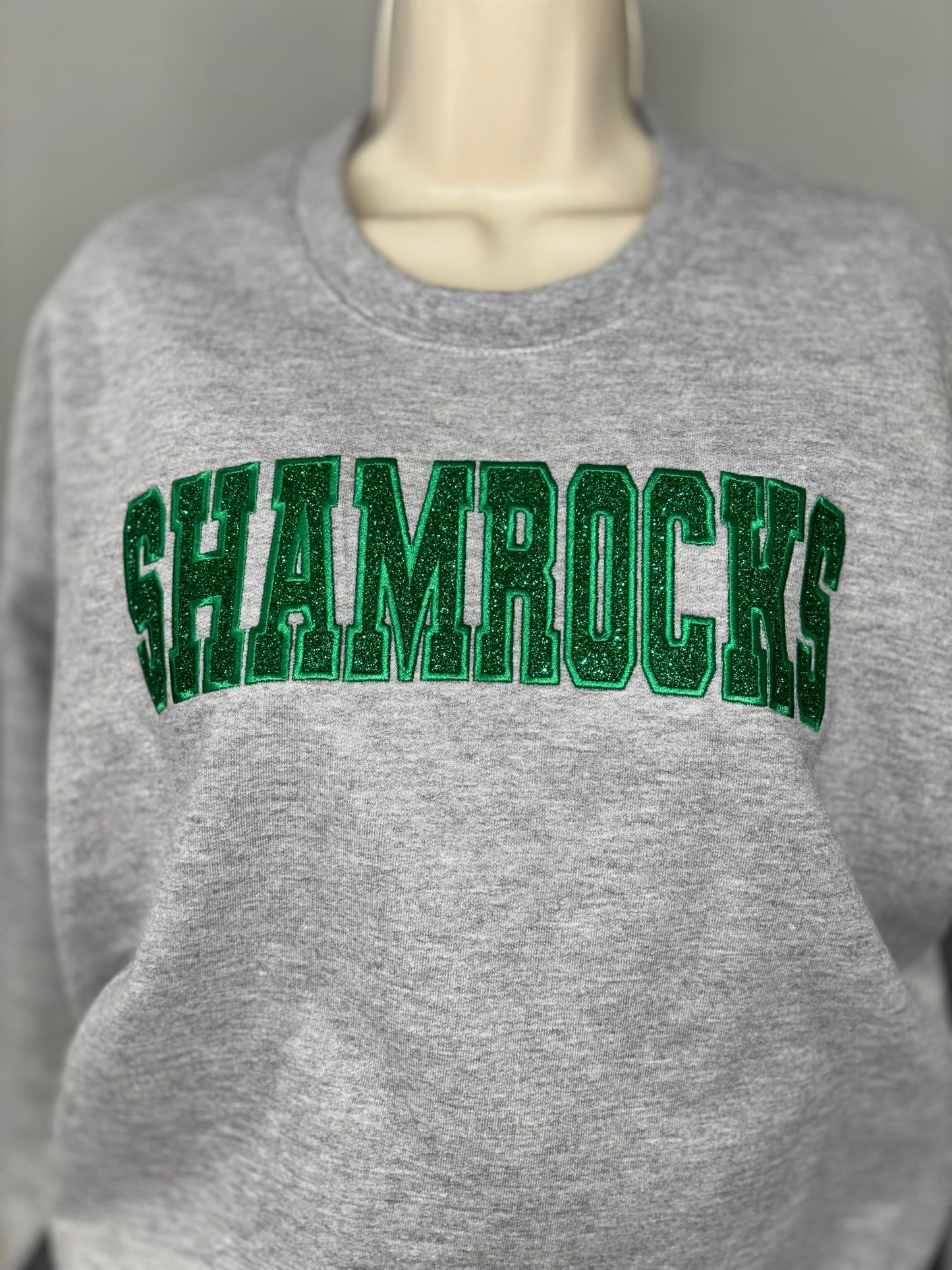 Classic Shamrocks Embroidered Glitter Crew