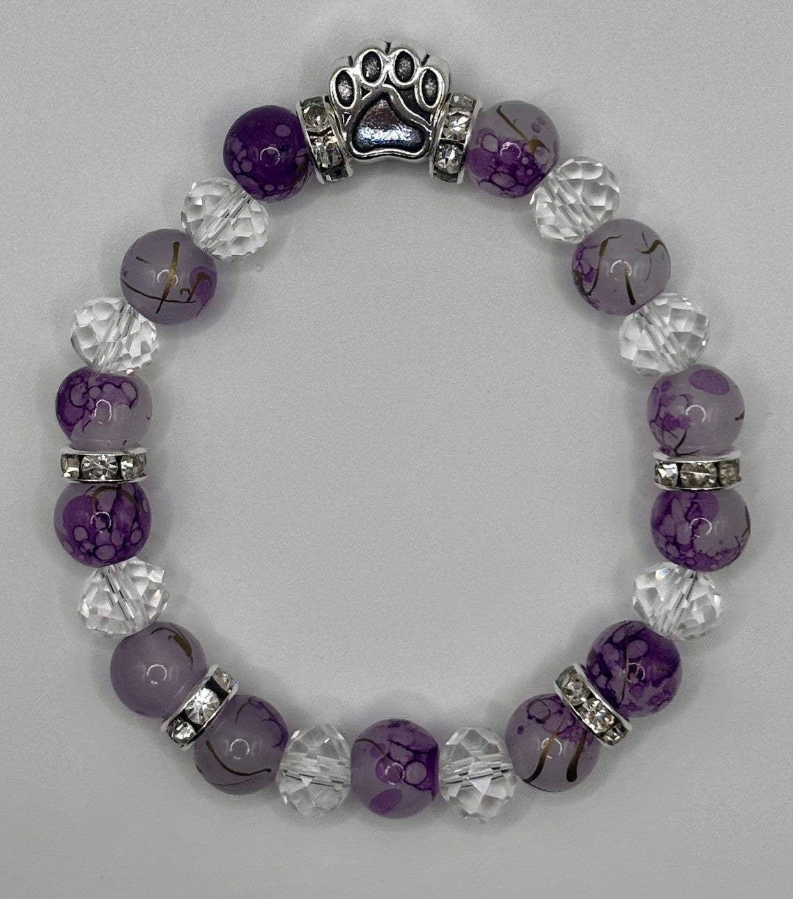 Paw Print Glass Beaded Bracelet