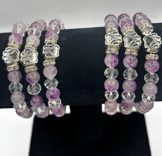 Paw Print Glass Beaded Bracelet