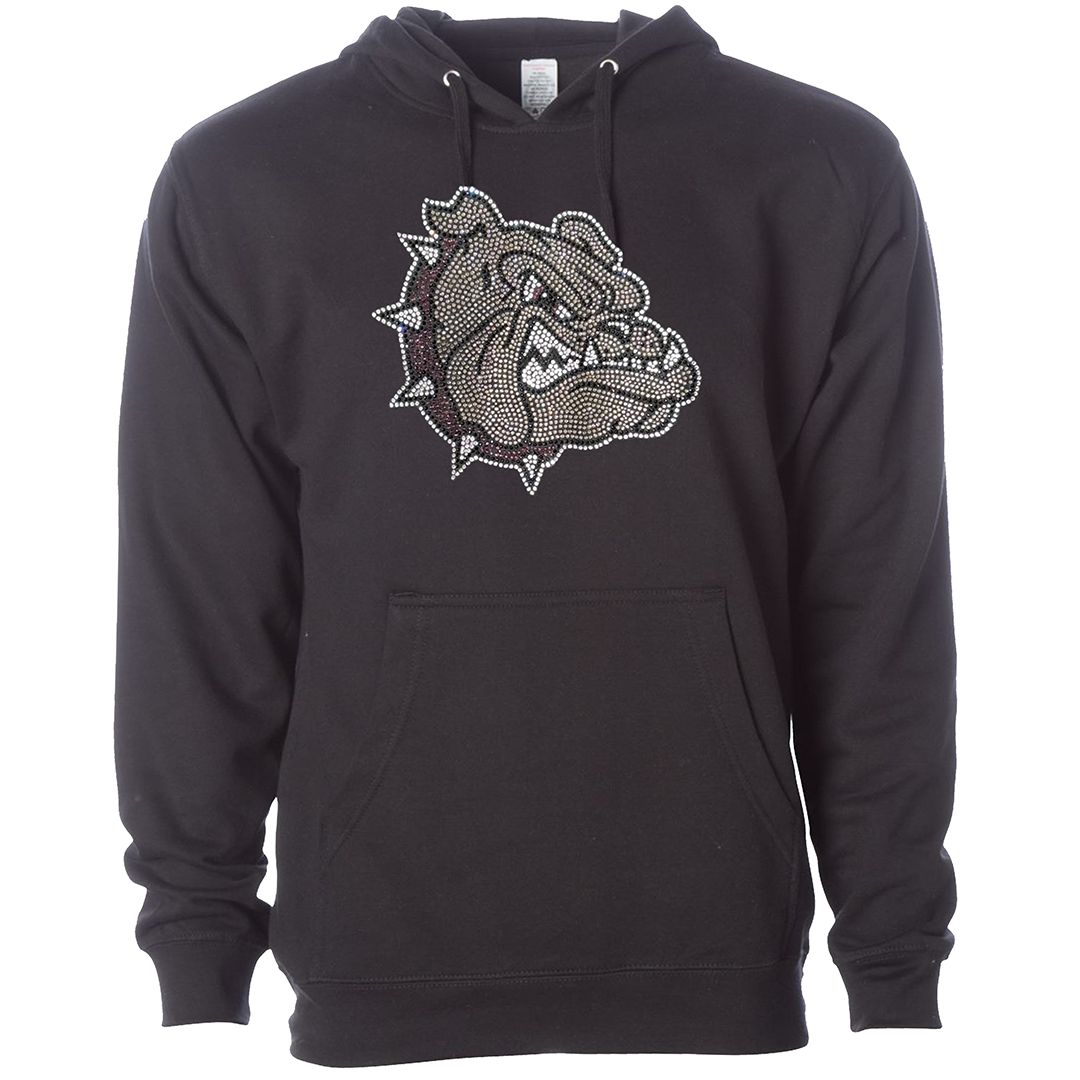 Rhinestone Bulldog Head Hoodie