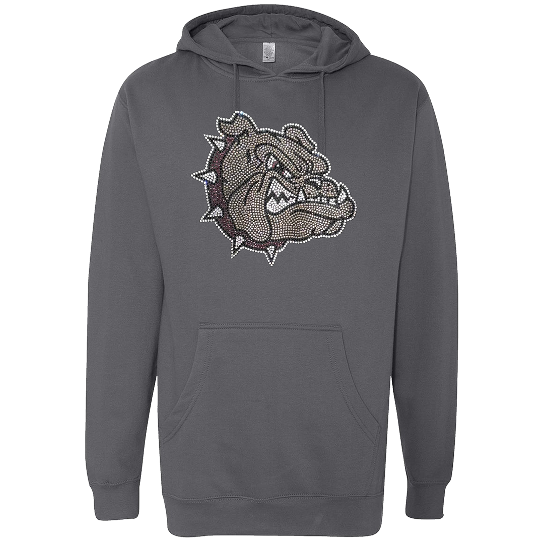 Rhinestone Bulldog Head Hoodie