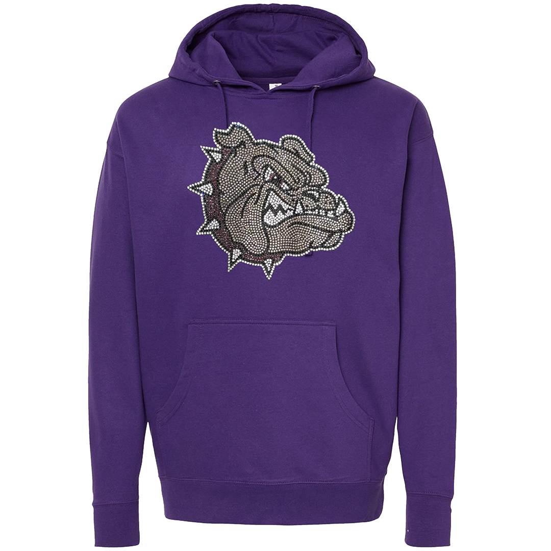 Rhinestone Bulldog Head Hoodie