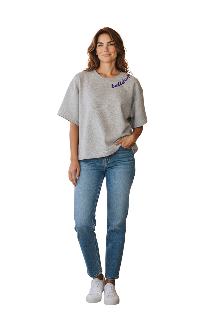 Ladies Embroidered Collar Boxy Top