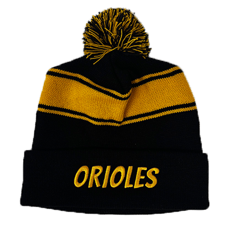 Orioles Striped Pom Beanie