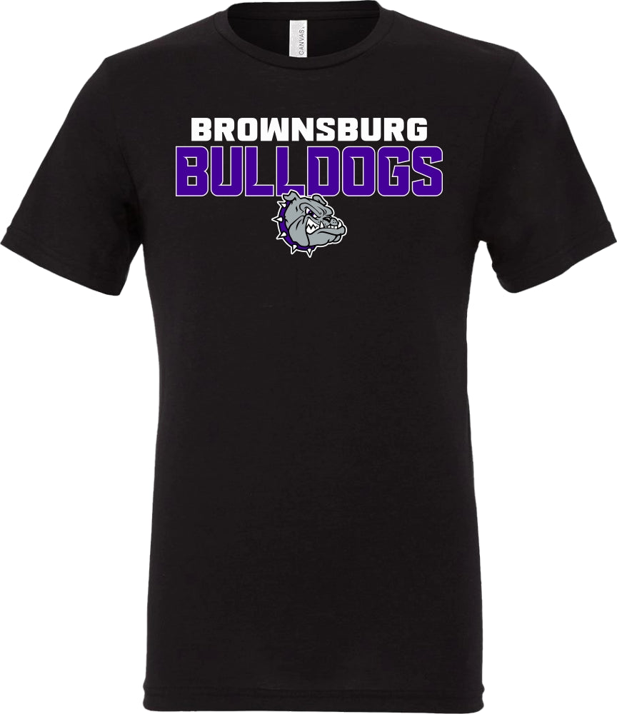 Brownsburg Bulldogs with Bulldog Head - 3413 - Bella + Canvas Triblend Tee - Black