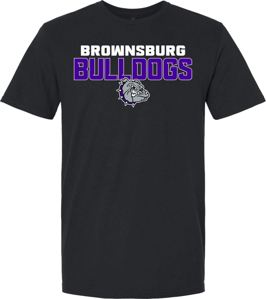 Brownsburg Bulldogs with Bulldog Head - 64000 - Gildan Unisex Softstyle T-Shirt - Black