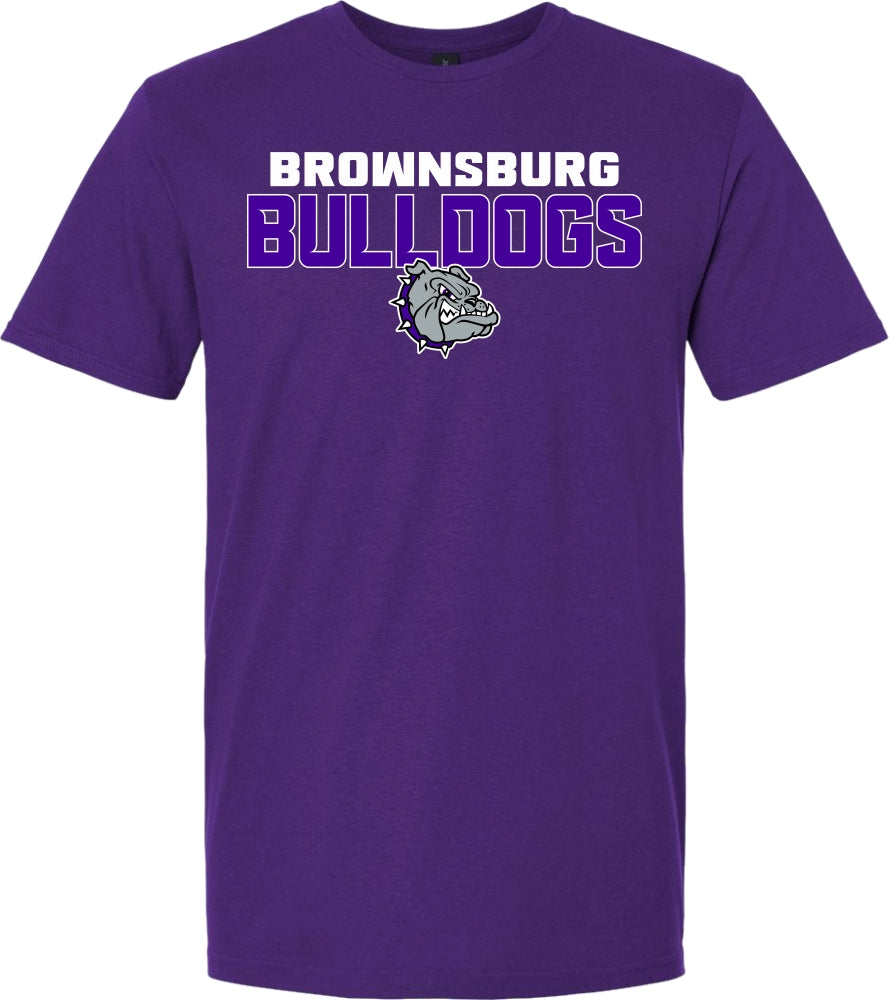 Brownsburg Bulldogs with Bulldog Head - 64000 - Gildan Unisex Softstyle T-Shirt - Purple
