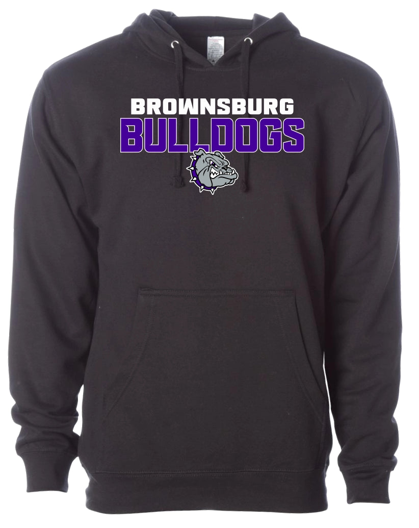 Brownsburg Bulldogs with Bulldog Head - SS4500 - Independent Trading Co Unisex Midweight Hooded Sweatshirt - Black