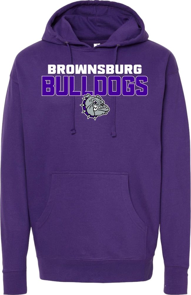 Brownsburg Bulldogs with Bulldog Head - SS4500 - Independent Trading Co Unisex Midweight Hooded Sweatshirt - Purple
