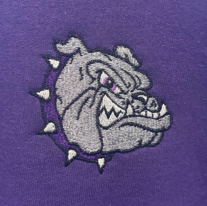 Glitter Embroidered Bulldog Head Crew