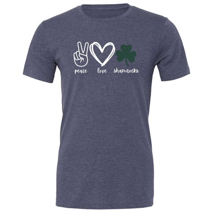 Peace, Love, Shamrocks Glitter Adult Tee