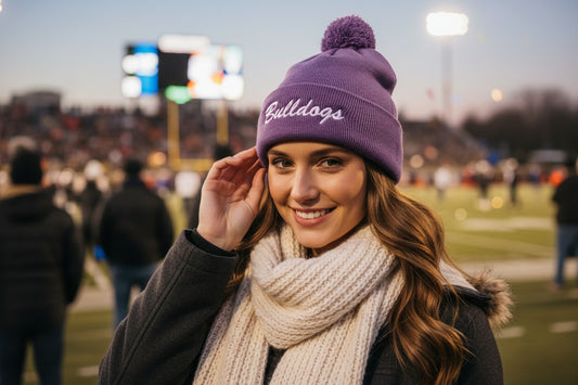 Bulldogs Purple Pom Beanie