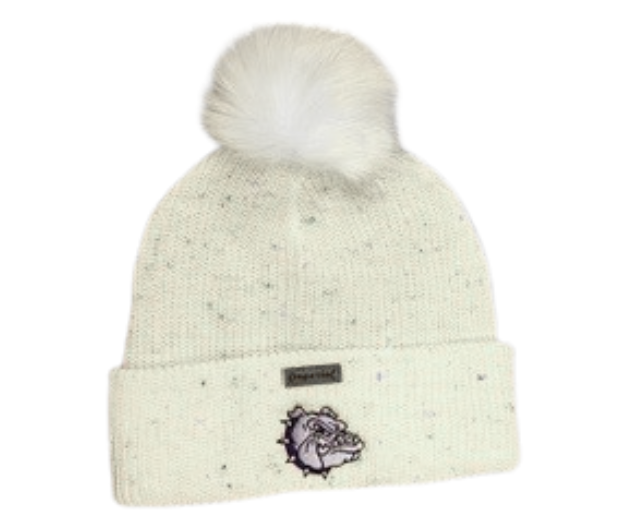 Bulldog Pom Cuffed Beanie