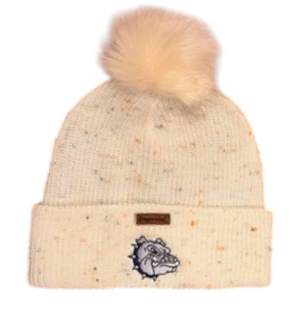 Bulldog Pom Cuffed Beanie