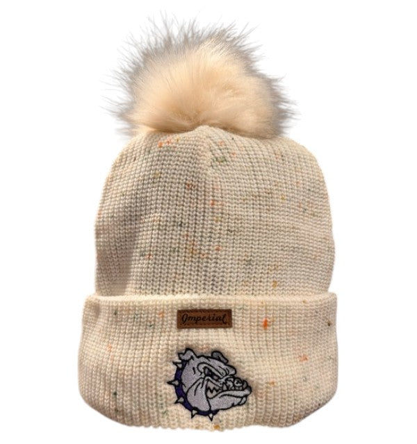 Bulldog Pom Cuffed Beanie