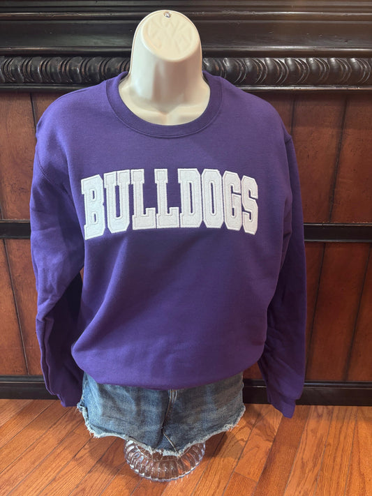 Glitter Embroidered Bulldogs Text Crew