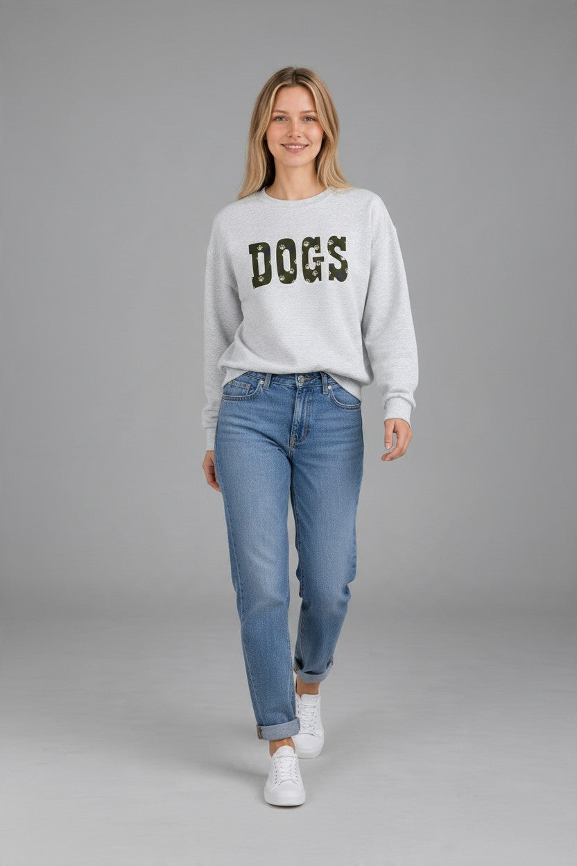 Women's Embroidered Patchwork DOGS Sweatshirt