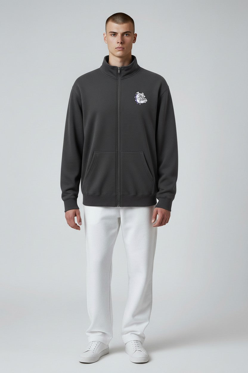 Embroidered Bulldog Full-Zip Sweatshirt