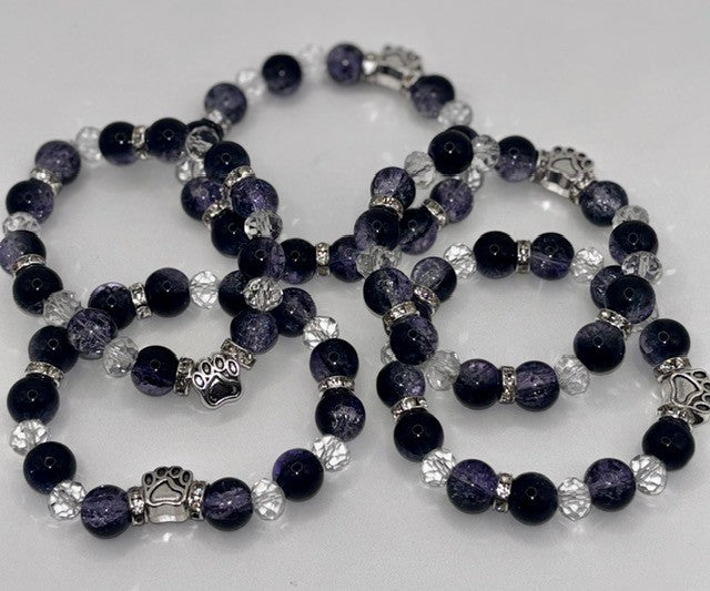 Paw Print Glass Beaded Bracelet
