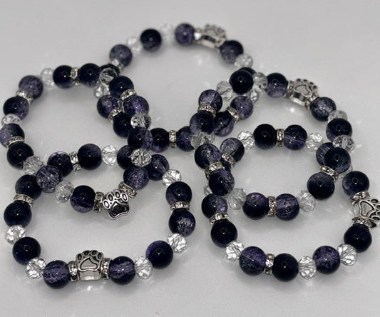 Paw Print Glass Beaded Bracelet