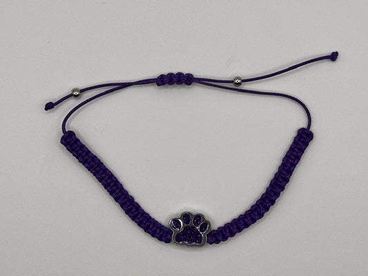 Bulldogs Glitter Paw Print Adjustable Bracelet