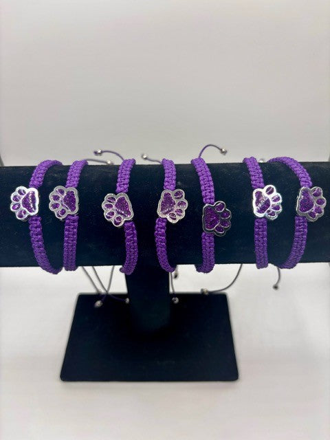 Bulldogs Glitter Paw Print Adjustable Bracelet