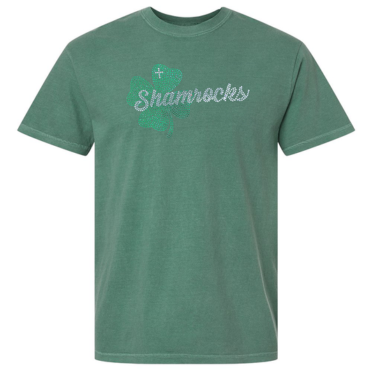 Adult Rhinestone Shamrocks Tee