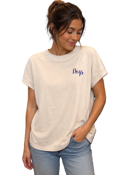 Women's Relaxed Vintage Wash Dogs Embroidered Tee