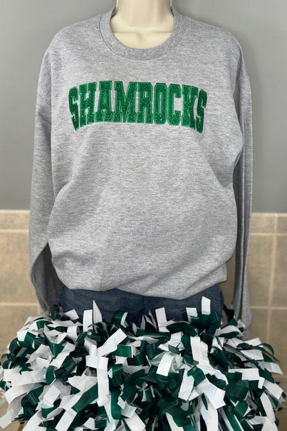 Classic Shamrocks Embroidered Glitter Crew
