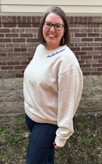 Bulldogs Embroidered Collar Crewneck