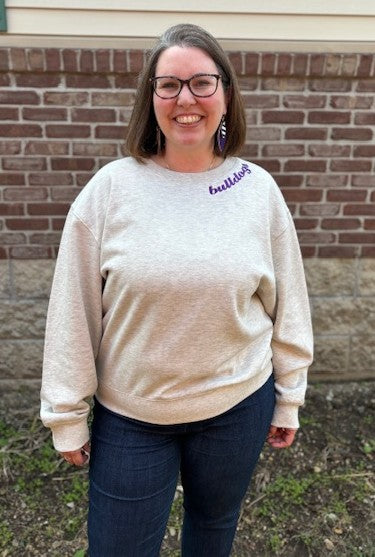Bulldogs Embroidered Collar Crewneck