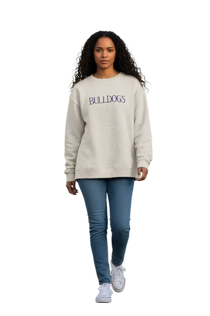 Ladies Bulldog Embroidered Crewneck