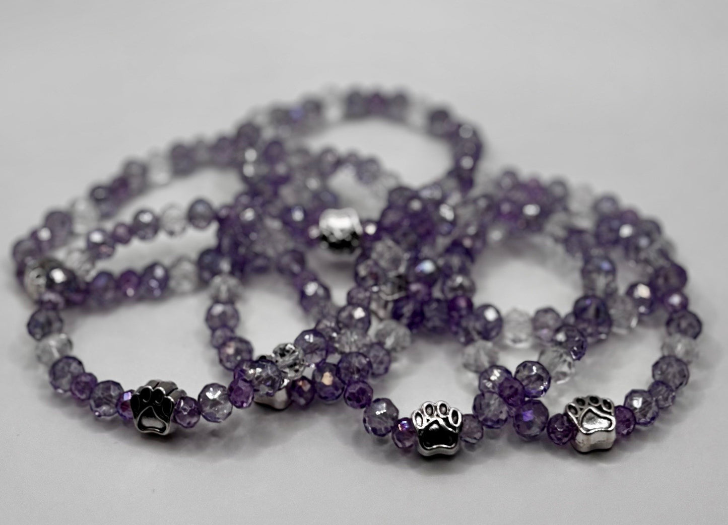 Paw Print Glass Beaded Bracelet