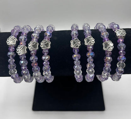 Paw Print Glass Beaded Bracelet