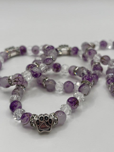 Paw Print Glass Beaded Bracelet