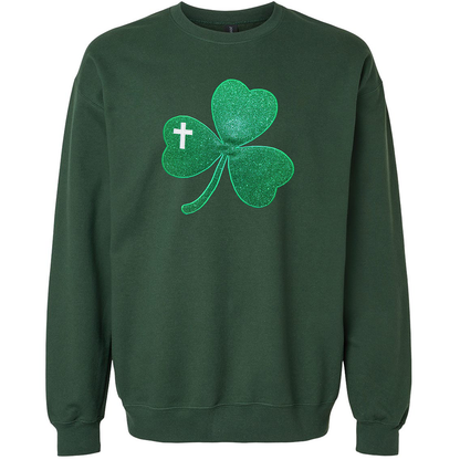 Embroidered Glitter Shamrock Crew