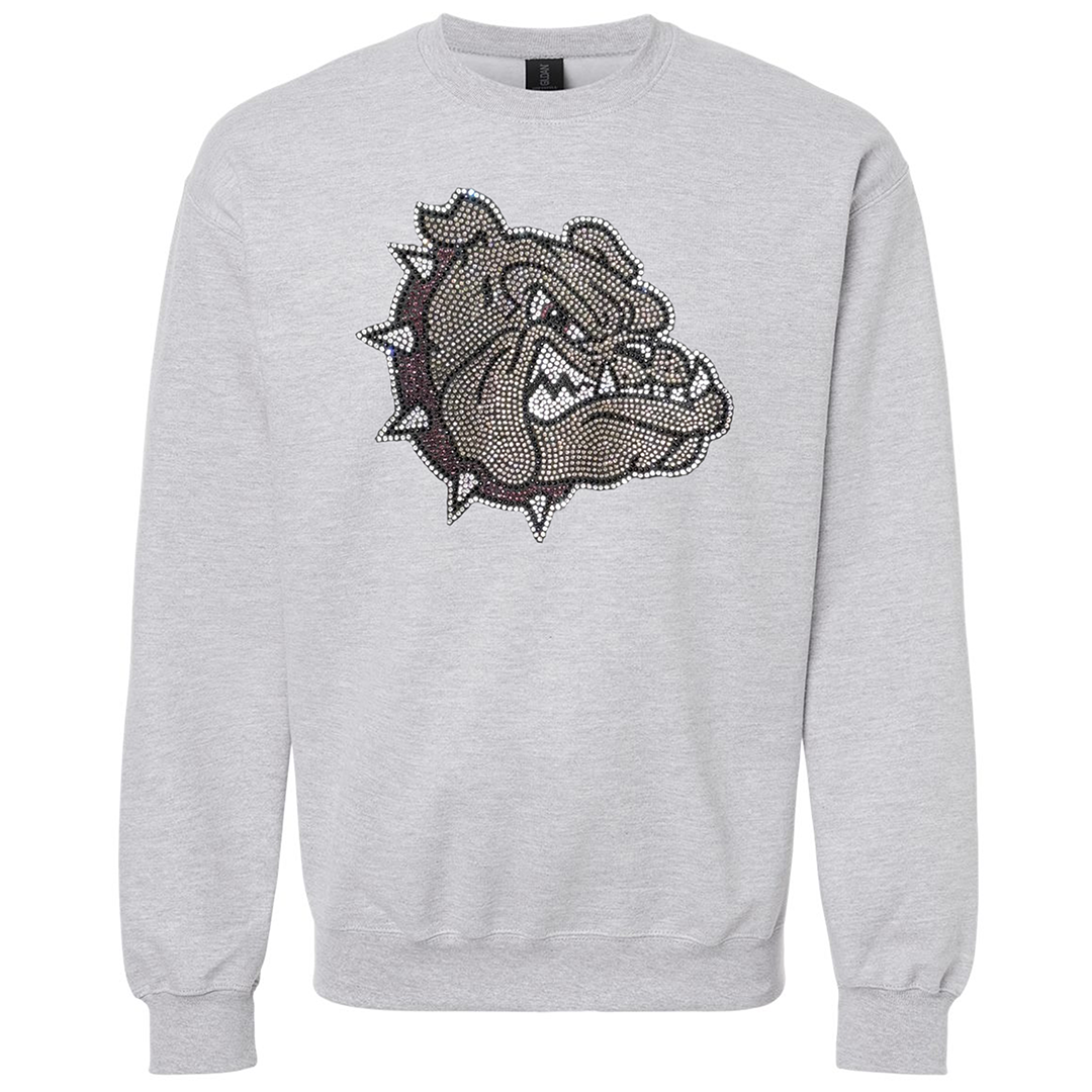 Rhinestone Bulldog Head Crew