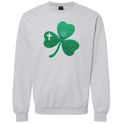 Embroidered Glitter Shamrock Crew