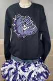 Embroidered Glitter Bulldog Head Crew