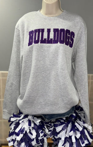 Classic Bulldogs Embroidered Glitter Crew