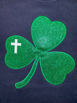 Embroidered Glitter Shamrock Crew