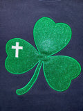 Embroidered Glitter Shamrock Crew
