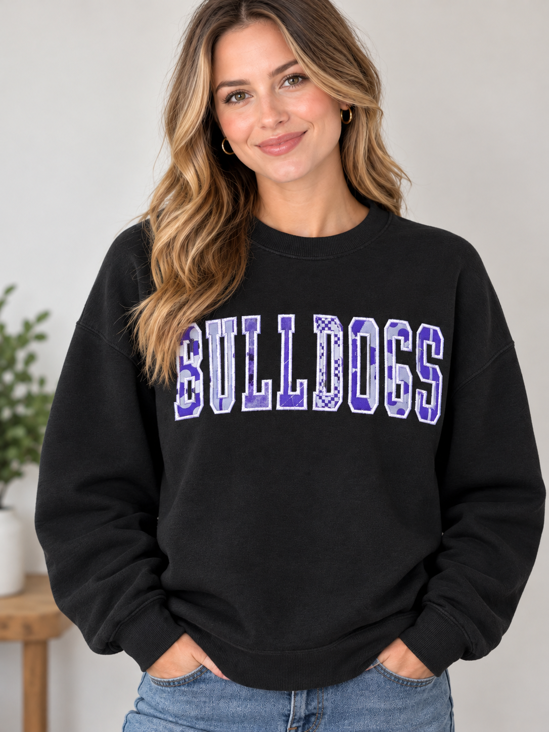 Patchwork Bulldogs Crewneck Sweatshirt