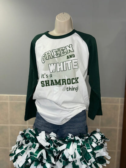 Green & White Shamrocks Raglan Tee