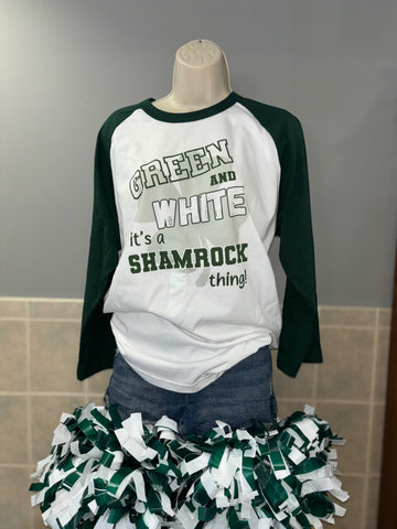 Green & White Shamrocks Raglan Tee