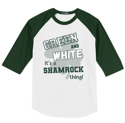 Green & White Shamrocks Raglan Tee